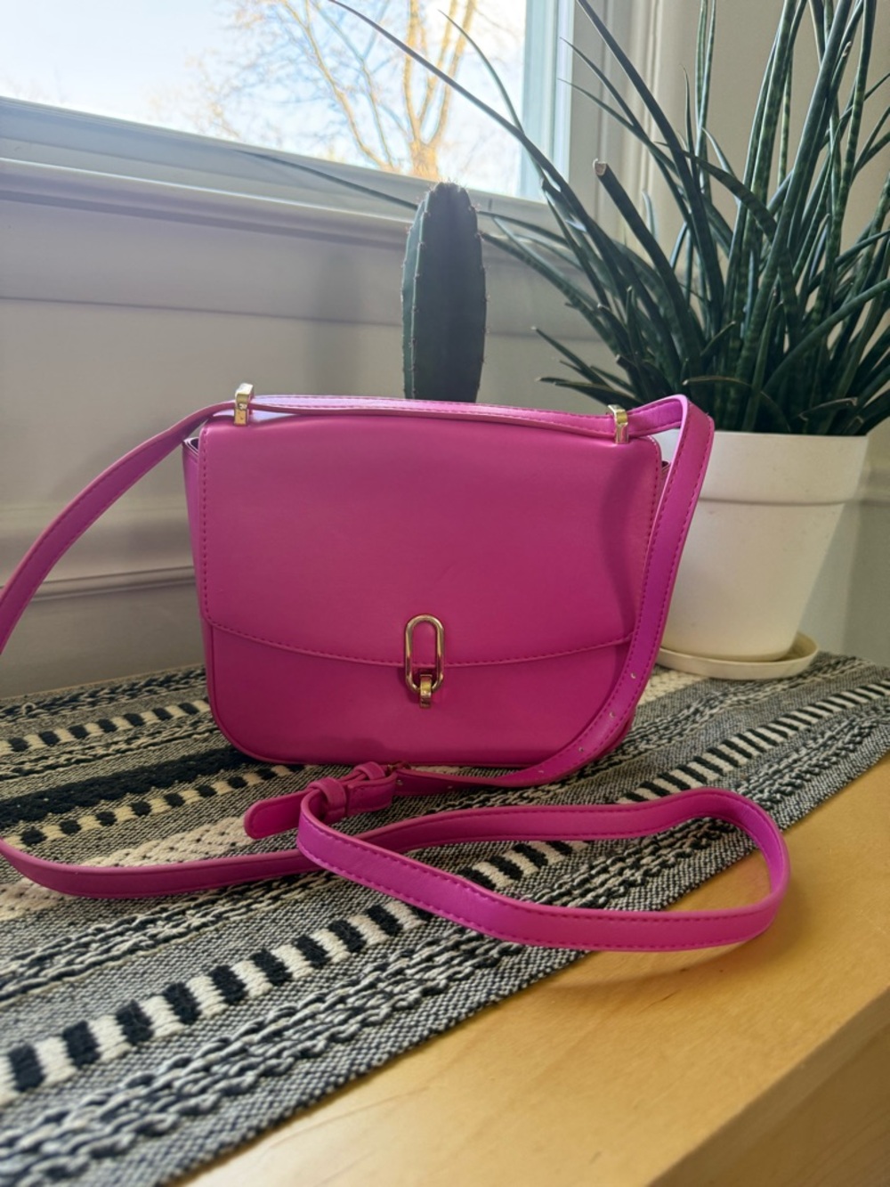 a new day Hot Pink Crossbody Bag with Gold Hardware